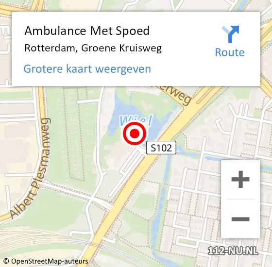 Locatie op kaart van de 112 melding: Ambulance Met Spoed Naar Rotterdam, Groene Kruisweg op 14 maart 2024 15:16