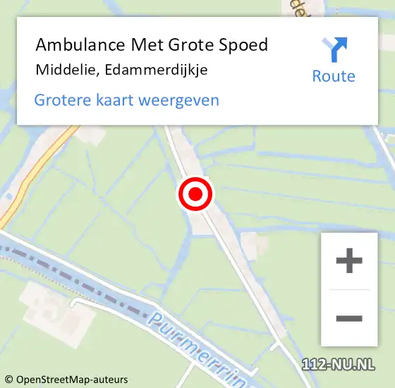Locatie op kaart van de 112 melding: Ambulance Met Grote Spoed Naar Middelie, Edammerdijkje op 14 maart 2024 15:18