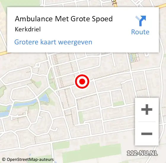 Locatie op kaart van de 112 melding: Ambulance Met Grote Spoed Naar Kerkdriel op 14 maart 2024 15:26