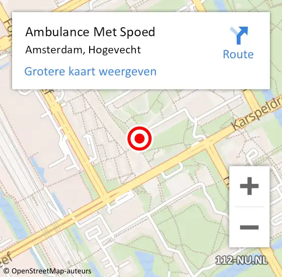 Locatie op kaart van de 112 melding: Ambulance Met Spoed Naar Amsterdam, Hogevecht op 14 maart 2024 15:57