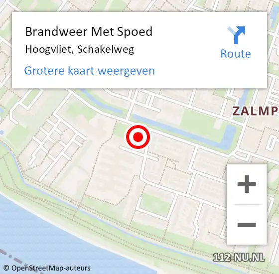 Locatie op kaart van de 112 melding: Brandweer Met Spoed Naar Hoogvliet, Schakelweg op 14 maart 2024 16:26