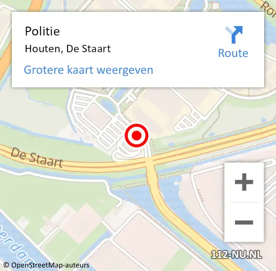 Locatie op kaart van de 112 melding: Politie Houten, De Staart op 14 maart 2024 16:36