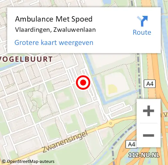 Locatie op kaart van de 112 melding: Ambulance Met Spoed Naar Vlaardingen, Zwaluwenlaan op 14 maart 2024 16:56