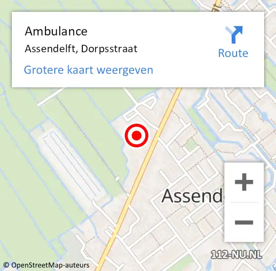 Locatie op kaart van de 112 melding: Ambulance Assendelft, Dorpsstraat op 14 maart 2024 17:11