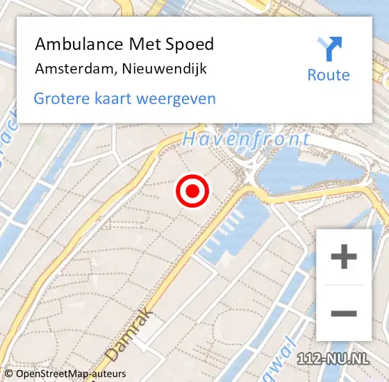 Locatie op kaart van de 112 melding: Ambulance Met Spoed Naar Amsterdam, Nieuwendijk op 14 maart 2024 17:13