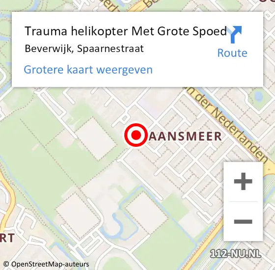 Locatie op kaart van de 112 melding: Trauma helikopter Met Grote Spoed Naar Beverwijk, Spaarnestraat op 14 maart 2024 17:20