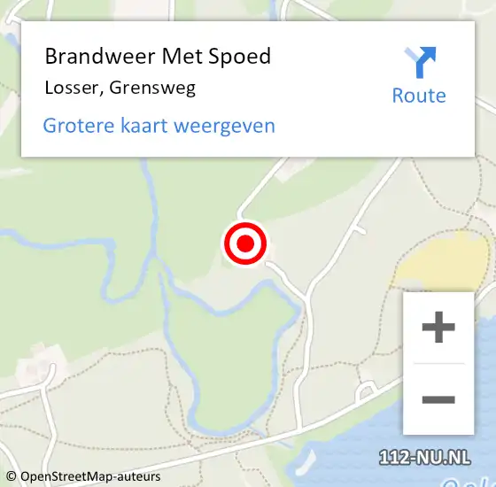 Locatie op kaart van de 112 melding: Brandweer Met Spoed Naar Losser, Grensweg op 14 maart 2024 17:32