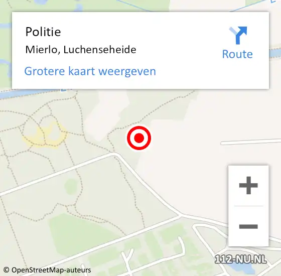 Locatie op kaart van de 112 melding: Politie Mierlo, Luchenseheide op 14 maart 2024 17:38