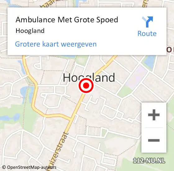 Locatie op kaart van de 112 melding: Ambulance Met Grote Spoed Naar Hoogland op 14 maart 2024 18:19