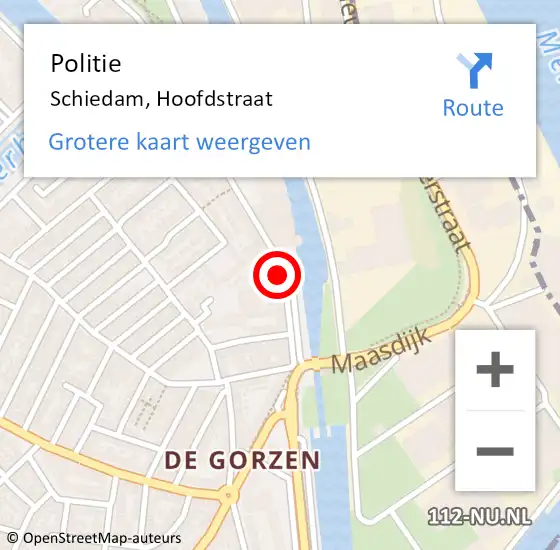 Locatie op kaart van de 112 melding: Politie Schiedam, Hoofdstraat op 14 maart 2024 18:20