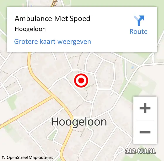 Locatie op kaart van de 112 melding: Ambulance Met Spoed Naar Hoogeloon op 14 maart 2024 18:28