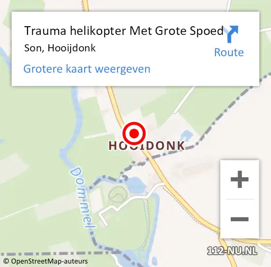 Locatie op kaart van de 112 melding: Trauma helikopter Met Grote Spoed Naar Son, Hooijdonk op 14 maart 2024 18:34