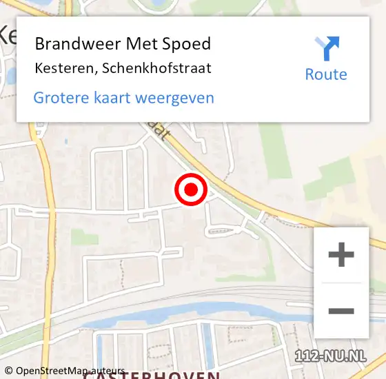 Locatie op kaart van de 112 melding: Brandweer Met Spoed Naar Kesteren, Schenkhofstraat op 14 maart 2024 18:44