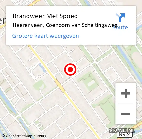 Locatie op kaart van de 112 melding: Brandweer Met Spoed Naar Heerenveen, Coehoorn van Scheltingaweg op 14 maart 2024 19:18
