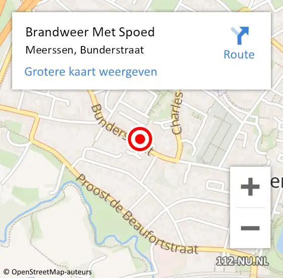 Locatie op kaart van de 112 melding: Brandweer Met Spoed Naar Meerssen, Bunderstraat op 14 maart 2024 19:35