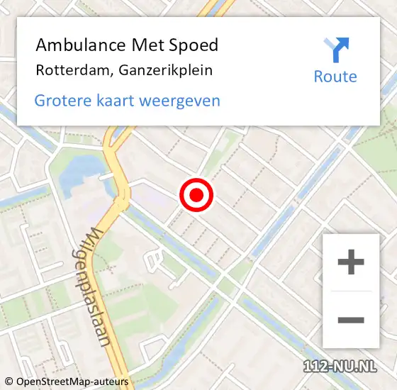 Locatie op kaart van de 112 melding: Ambulance Met Spoed Naar Rotterdam, Ganzerikplein op 14 maart 2024 19:37