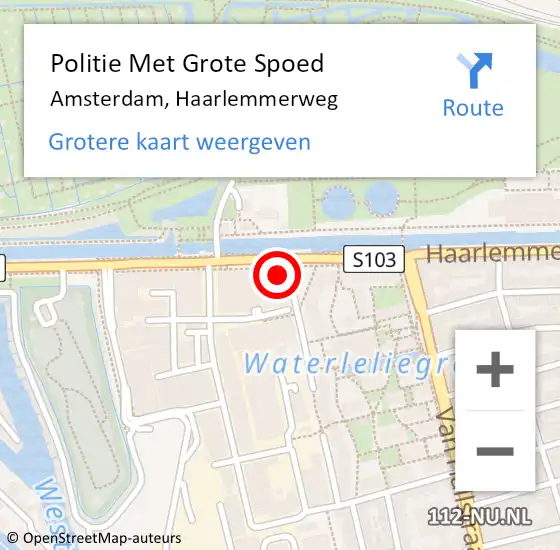 Locatie op kaart van de 112 melding: Politie Met Grote Spoed Naar Amsterdam, Haarlemmerweg op 14 maart 2024 19:47