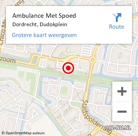 Locatie op kaart van de 112 melding: Ambulance Met Spoed Naar Dordrecht, Dudokplein op 14 maart 2024 19:51