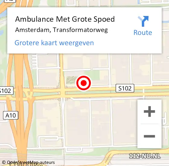 Locatie op kaart van de 112 melding: Ambulance Met Grote Spoed Naar Amsterdam, Transformatorweg op 14 maart 2024 20:30