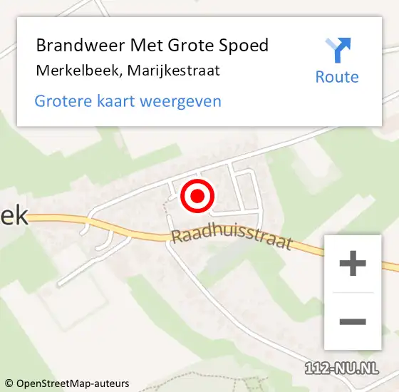 Locatie op kaart van de 112 melding: Brandweer Met Grote Spoed Naar Merkelbeek, Marijkestraat op 14 maart 2024 20:33