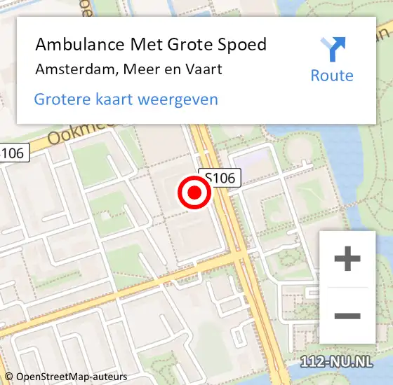 Locatie op kaart van de 112 melding: Ambulance Met Grote Spoed Naar Amsterdam, Meer en Vaart op 14 maart 2024 21:15