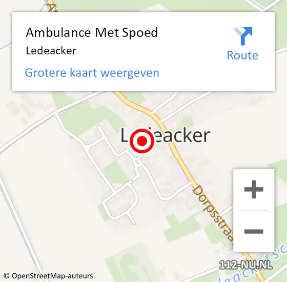 Locatie op kaart van de 112 melding: Ambulance Met Spoed Naar Ledeacker op 14 maart 2024 21:19