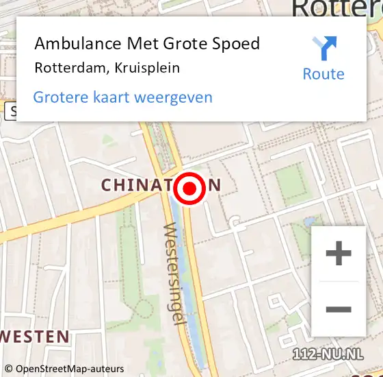 Locatie op kaart van de 112 melding: Ambulance Met Grote Spoed Naar Rotterdam, Kruisplein op 14 maart 2024 21:31