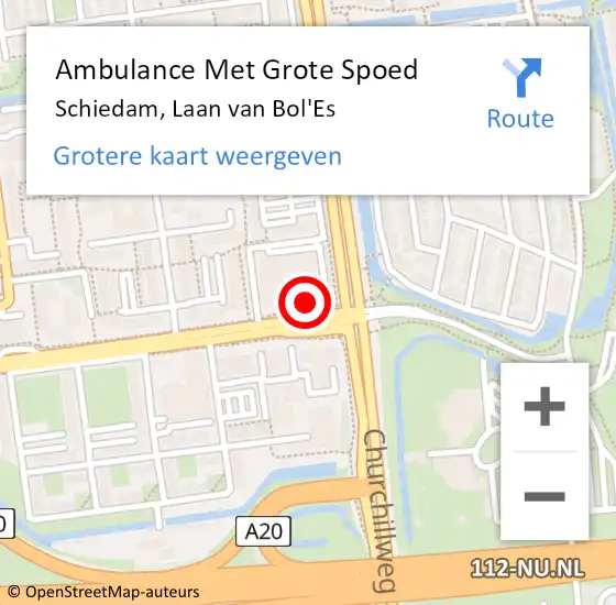 Locatie op kaart van de 112 melding: Ambulance Met Grote Spoed Naar Schiedam, Laan van Bol'Es op 14 maart 2024 22:22