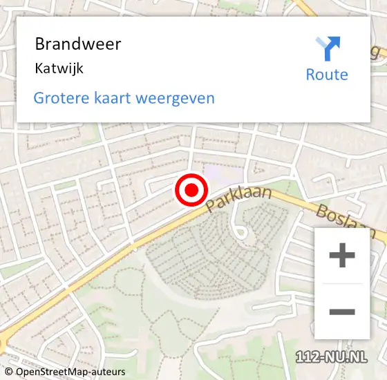 Locatie op kaart van de 112 melding: Brandweer Katwijk op 14 maart 2024 22:25