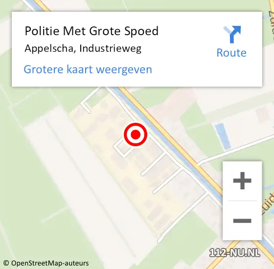 Locatie op kaart van de 112 melding: Politie Met Grote Spoed Naar Appelscha, Industrieweg op 14 maart 2024 23:10