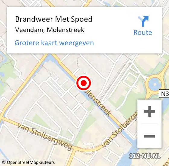 Locatie op kaart van de 112 melding: Brandweer Met Spoed Naar Veendam, Molenstreek op 14 maart 2024 23:55