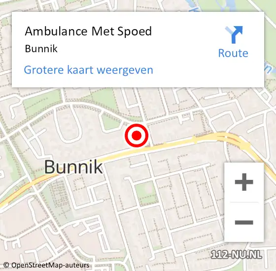 Locatie op kaart van de 112 melding: Ambulance Met Spoed Naar Bunnik op 15 maart 2024 00:38