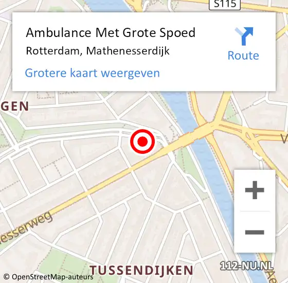 Locatie op kaart van de 112 melding: Ambulance Met Grote Spoed Naar Rotterdam, Mathenesserdijk op 15 maart 2024 01:29