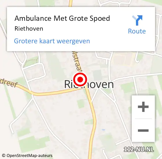 Locatie op kaart van de 112 melding: Ambulance Met Grote Spoed Naar Riethoven op 15 maart 2024 03:08