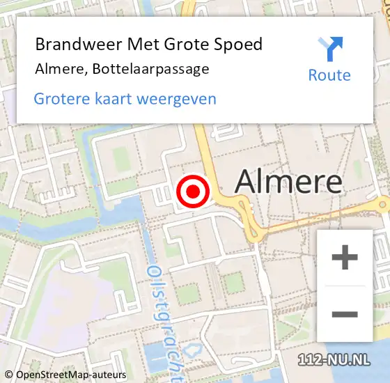 Locatie op kaart van de 112 melding: Brandweer Met Grote Spoed Naar Almere, Bottelaarpassage op 15 maart 2024 03:10