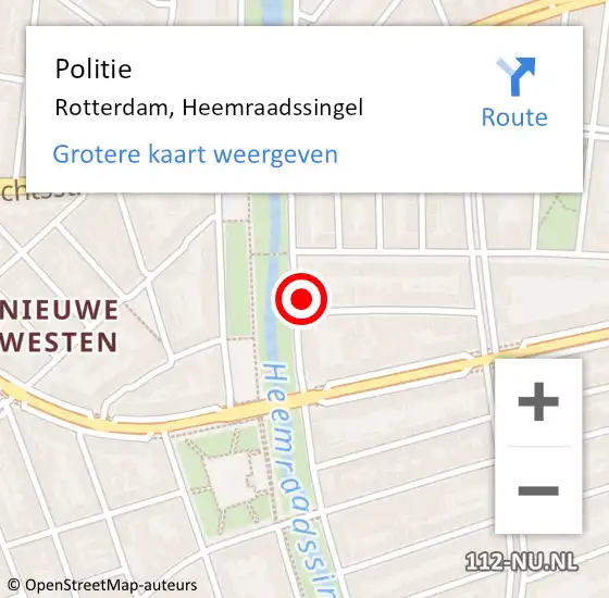 Locatie op kaart van de 112 melding: Politie Rotterdam, Heemraadssingel op 15 maart 2024 04:07