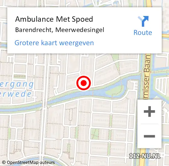 Locatie op kaart van de 112 melding: Ambulance Met Spoed Naar Barendrecht, Meerwedesingel op 15 maart 2024 05:25