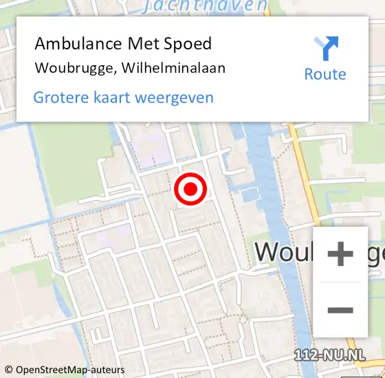 Locatie op kaart van de 112 melding: Ambulance Met Spoed Naar Woubrugge, Wilhelminalaan op 15 maart 2024 06:34
