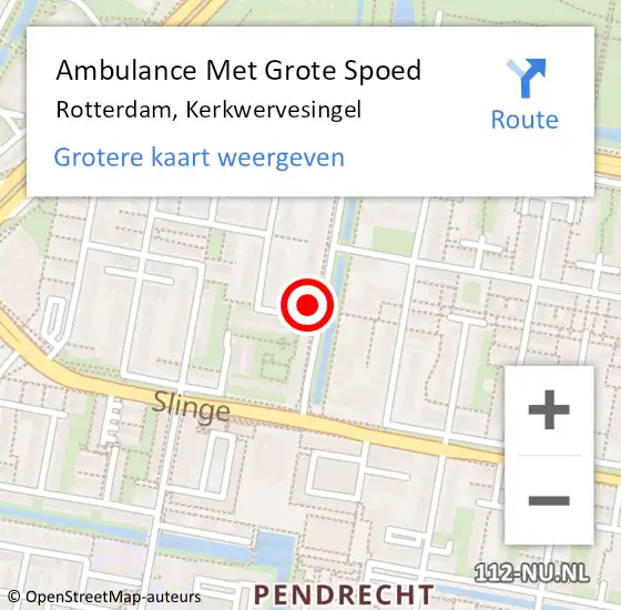 Locatie op kaart van de 112 melding: Ambulance Met Grote Spoed Naar Rotterdam, Kerkwervesingel op 15 maart 2024 06:34