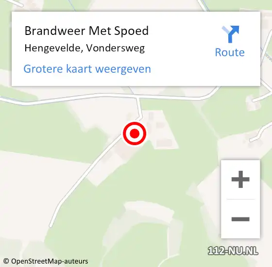 Locatie op kaart van de 112 melding: Brandweer Met Spoed Naar Hengevelde, Vondersweg op 15 maart 2024 07:22