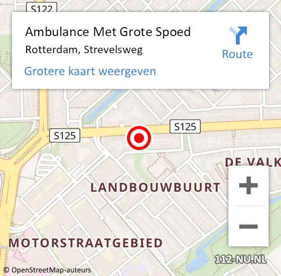 Locatie op kaart van de 112 melding: Ambulance Met Grote Spoed Naar Rotterdam, Strevelsweg op 15 maart 2024 08:05