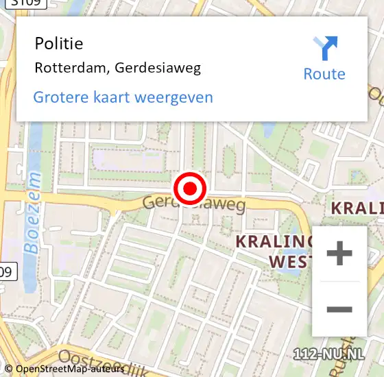 Locatie op kaart van de 112 melding: Politie Rotterdam, Gerdesiaweg op 15 maart 2024 08:10