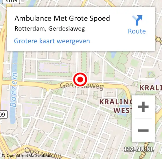 Locatie op kaart van de 112 melding: Ambulance Met Grote Spoed Naar Rotterdam, Gerdesiaweg op 15 maart 2024 08:11