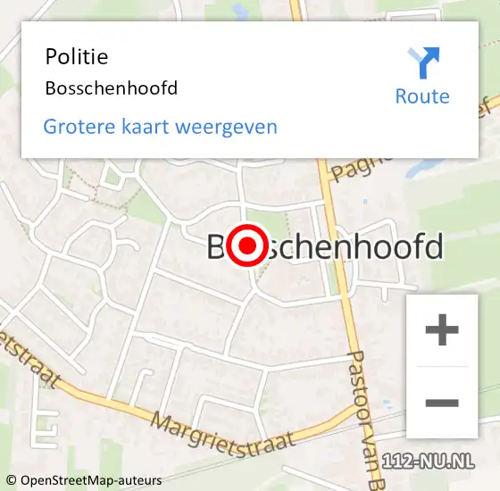 Locatie op kaart van de 112 melding: Politie Bosschenhoofd op 15 maart 2024 09:39