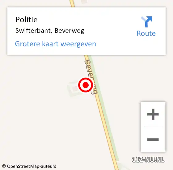 Locatie op kaart van de 112 melding: Politie Swifterbant, Beverweg op 15 maart 2024 09:55