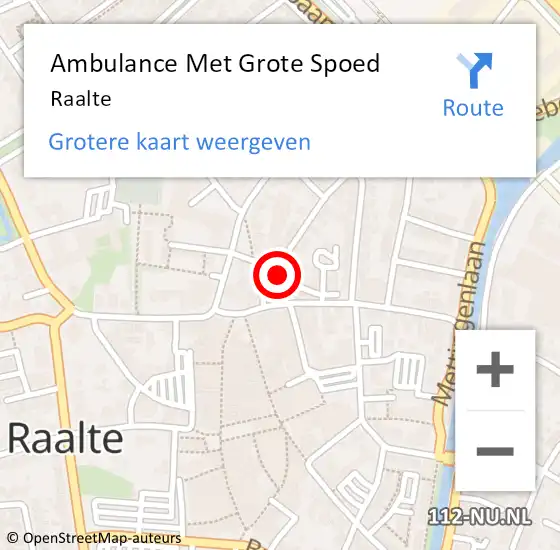 Locatie op kaart van de 112 melding: Ambulance Met Grote Spoed Naar Raalte op 15 maart 2024 10:06
