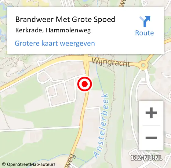 Locatie op kaart van de 112 melding: Brandweer Met Grote Spoed Naar Kerkrade, Hammolenweg op 15 maart 2024 10:18