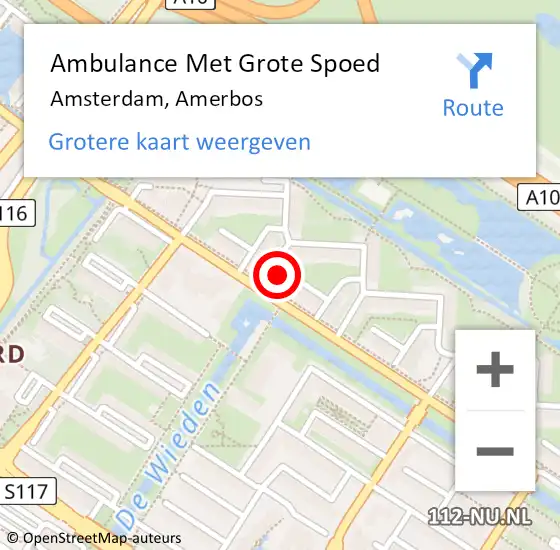 Locatie op kaart van de 112 melding: Ambulance Met Grote Spoed Naar Amsterdam, Amerbos op 15 maart 2024 10:56