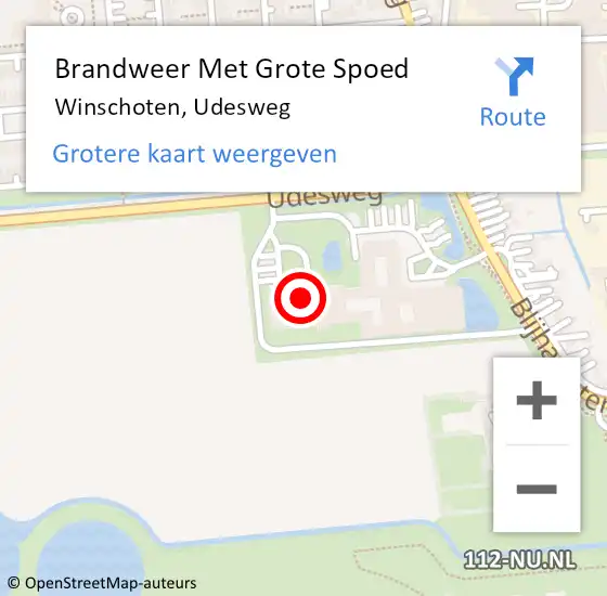 Locatie op kaart van de 112 melding: Brandweer Met Grote Spoed Naar Winschoten, Udesweg op 15 maart 2024 11:29