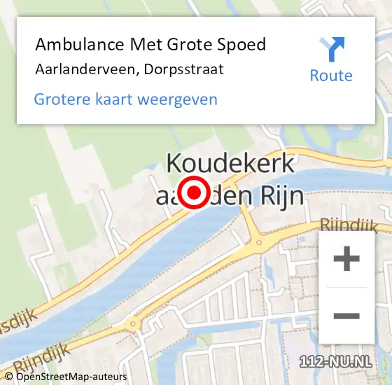 Locatie op kaart van de 112 melding: Ambulance Met Grote Spoed Naar Aarlanderveen, Dorpsstraat op 15 maart 2024 11:33